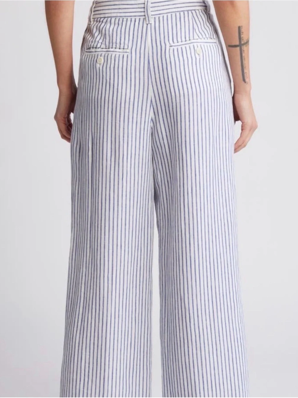 Madewell Blue and White Striped Wide-Leg Pants - Picture 2 of 8